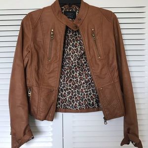 Faux leather moto jacket